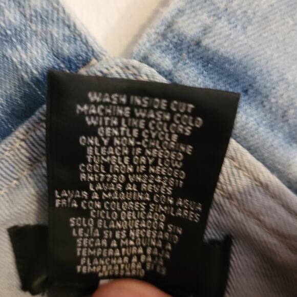 MOSSIMO Super Stretch Denim Overall Shorts Small Blue Cutoff Shortalls Festival - Picture 9 of 10